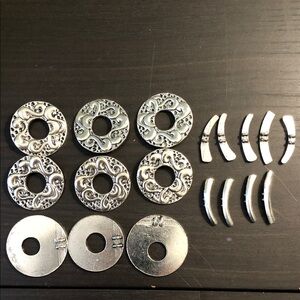 Silver Decorative Metal Bead Caps and Spacers Set